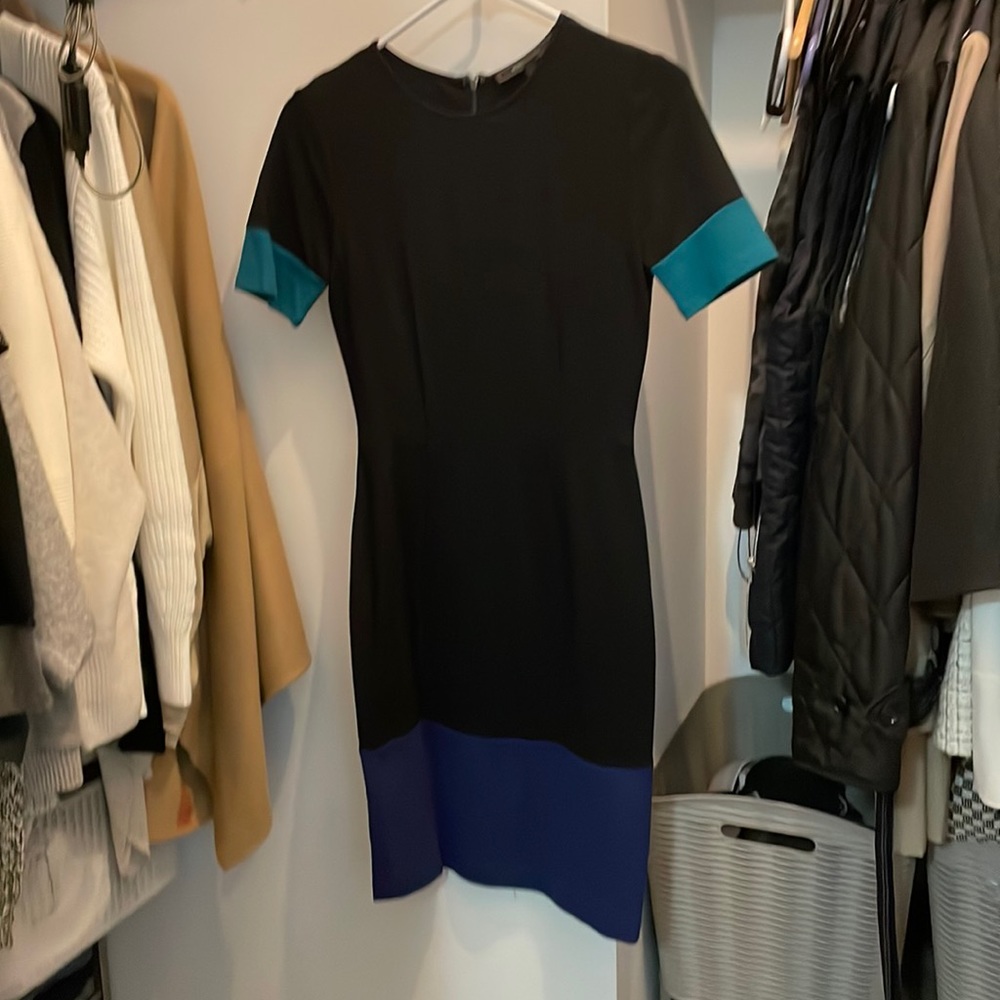 BCBG Maxazria- black and blue color block dress